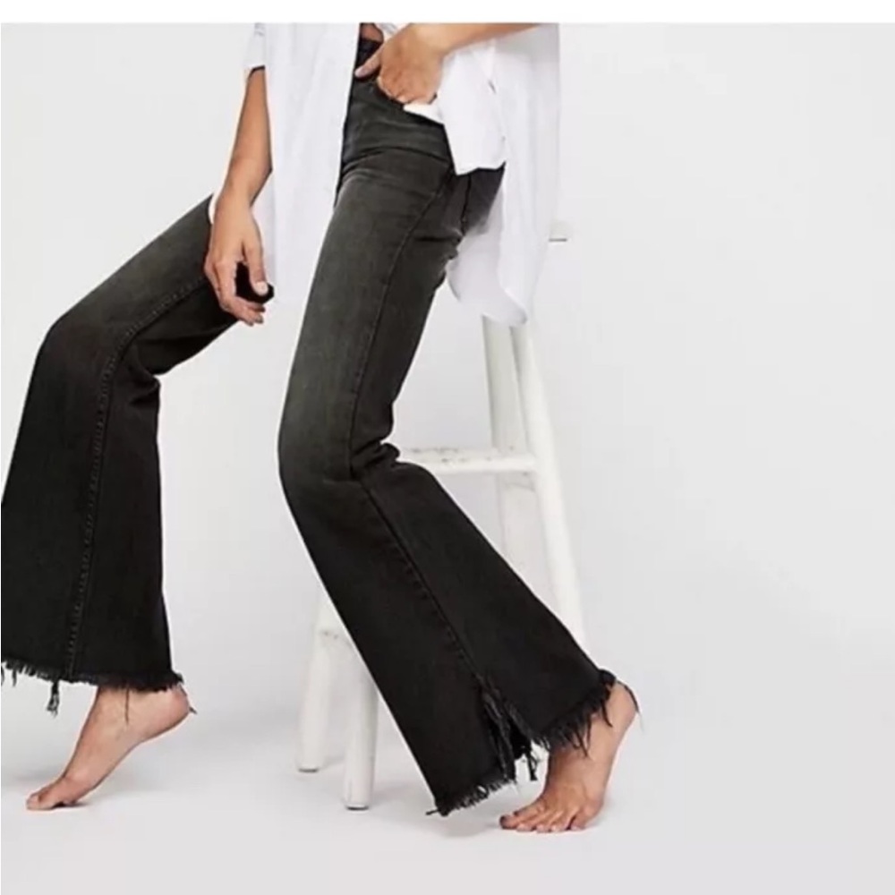 NWTs Free People vintage denim flare jeans size 24 ash black